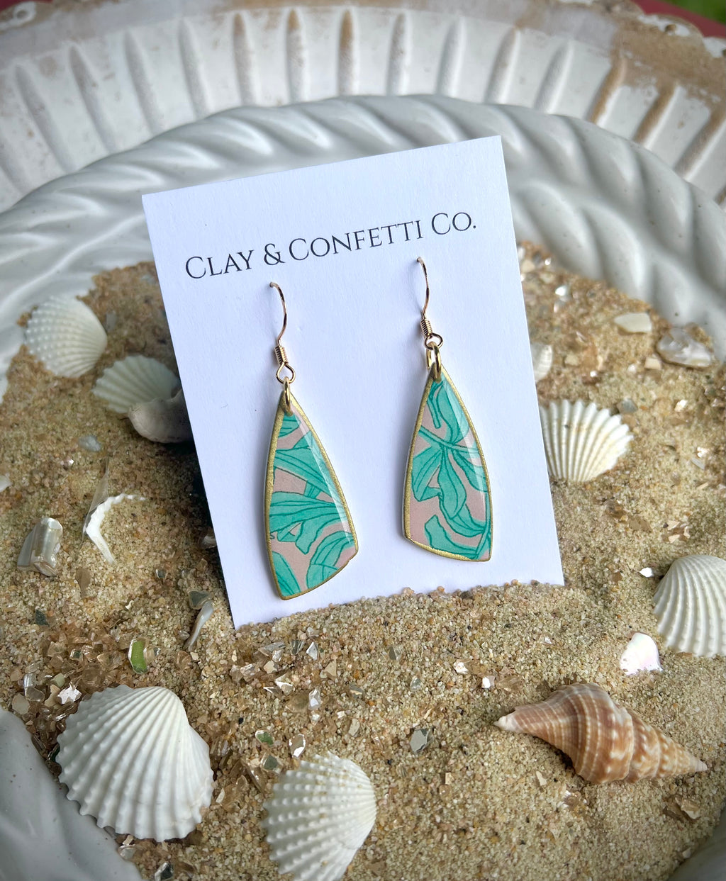 peach with leaves irregular triangle dangle