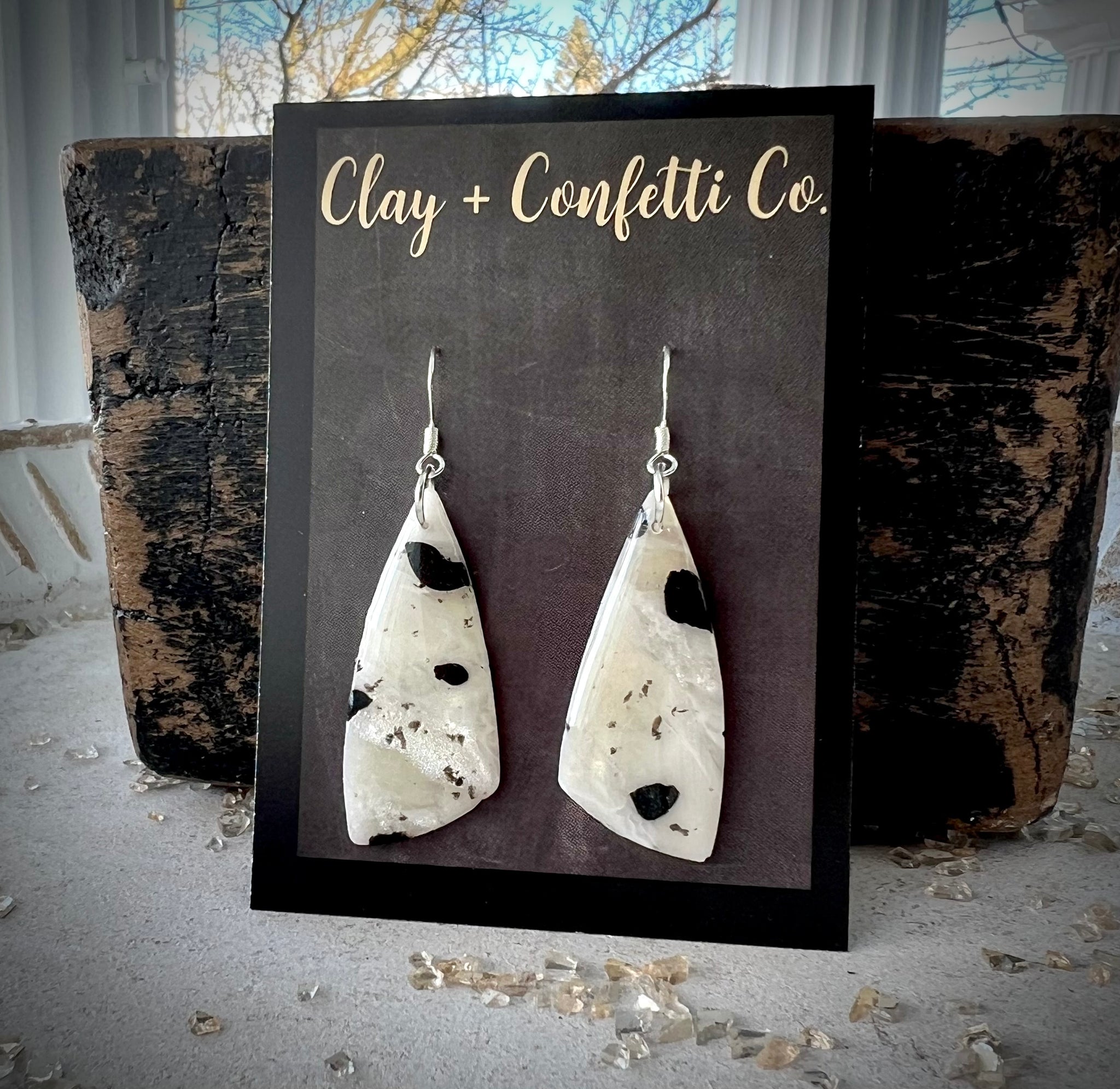 Dalmatian Jasper Irregular Triangle Dangle