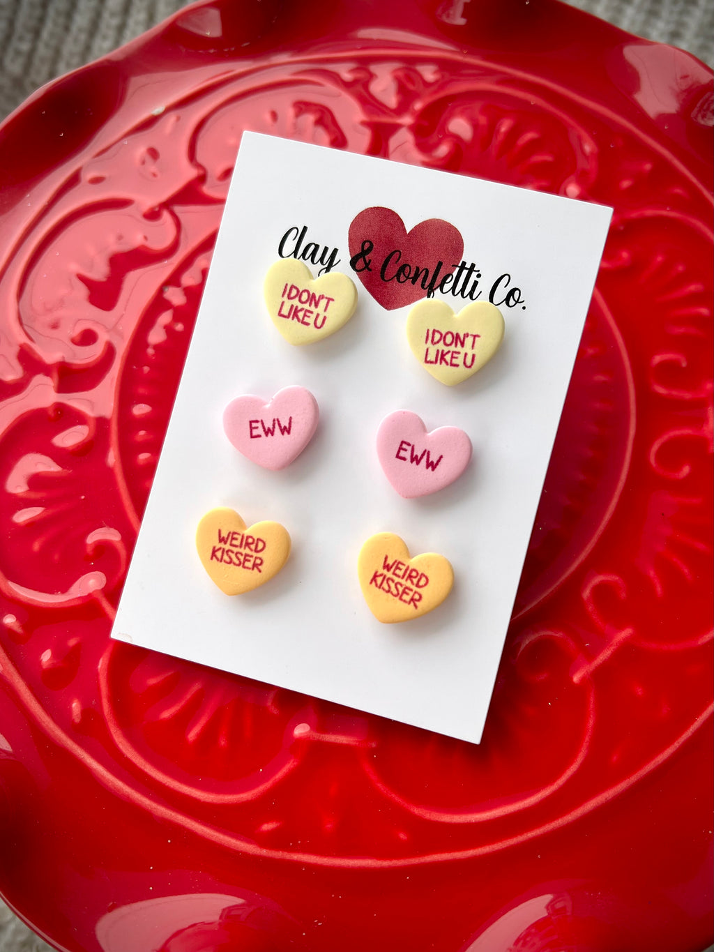 Anti Valentine Conversation heart stud pack