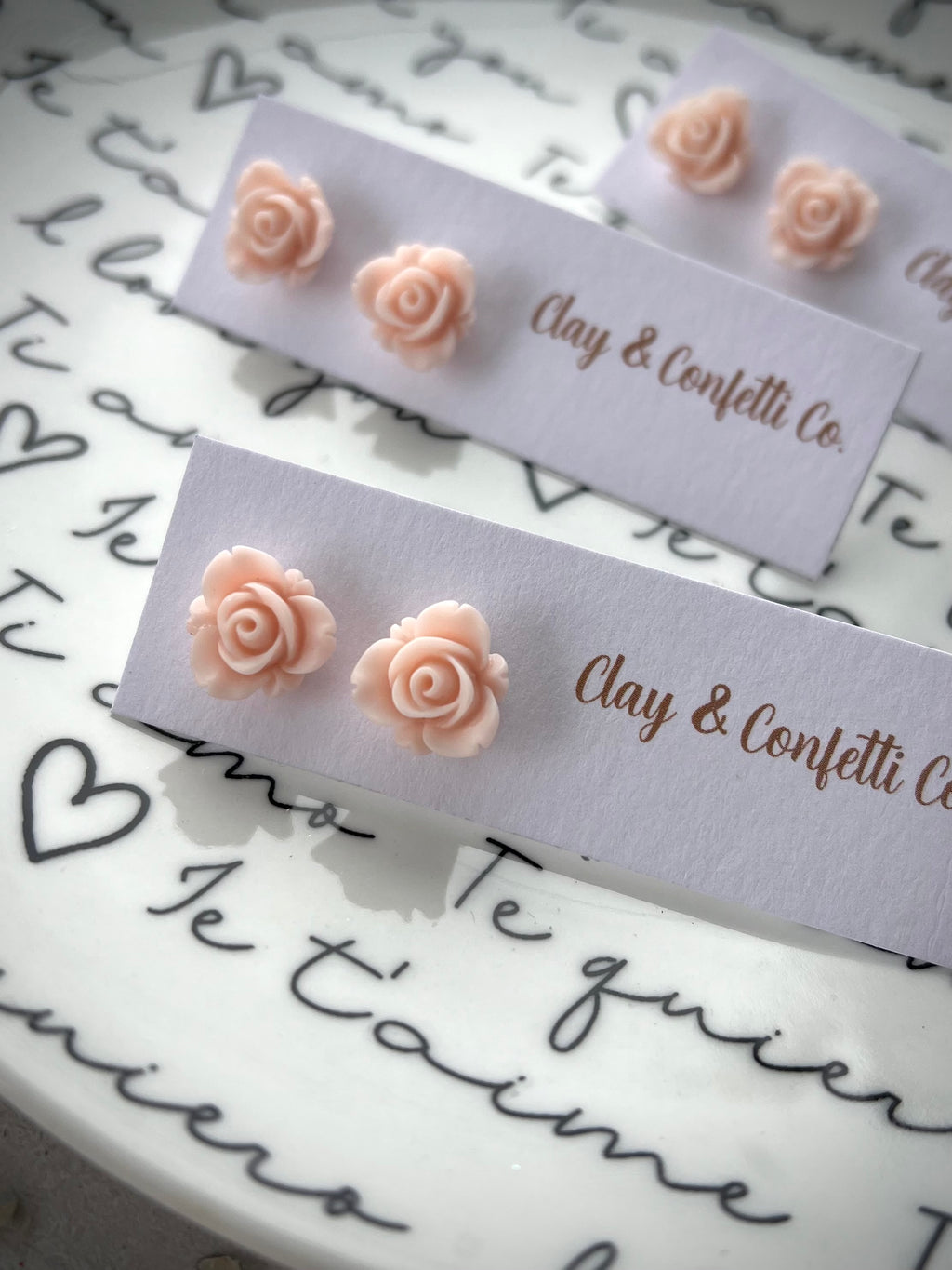 Light Pink Rose Stud
