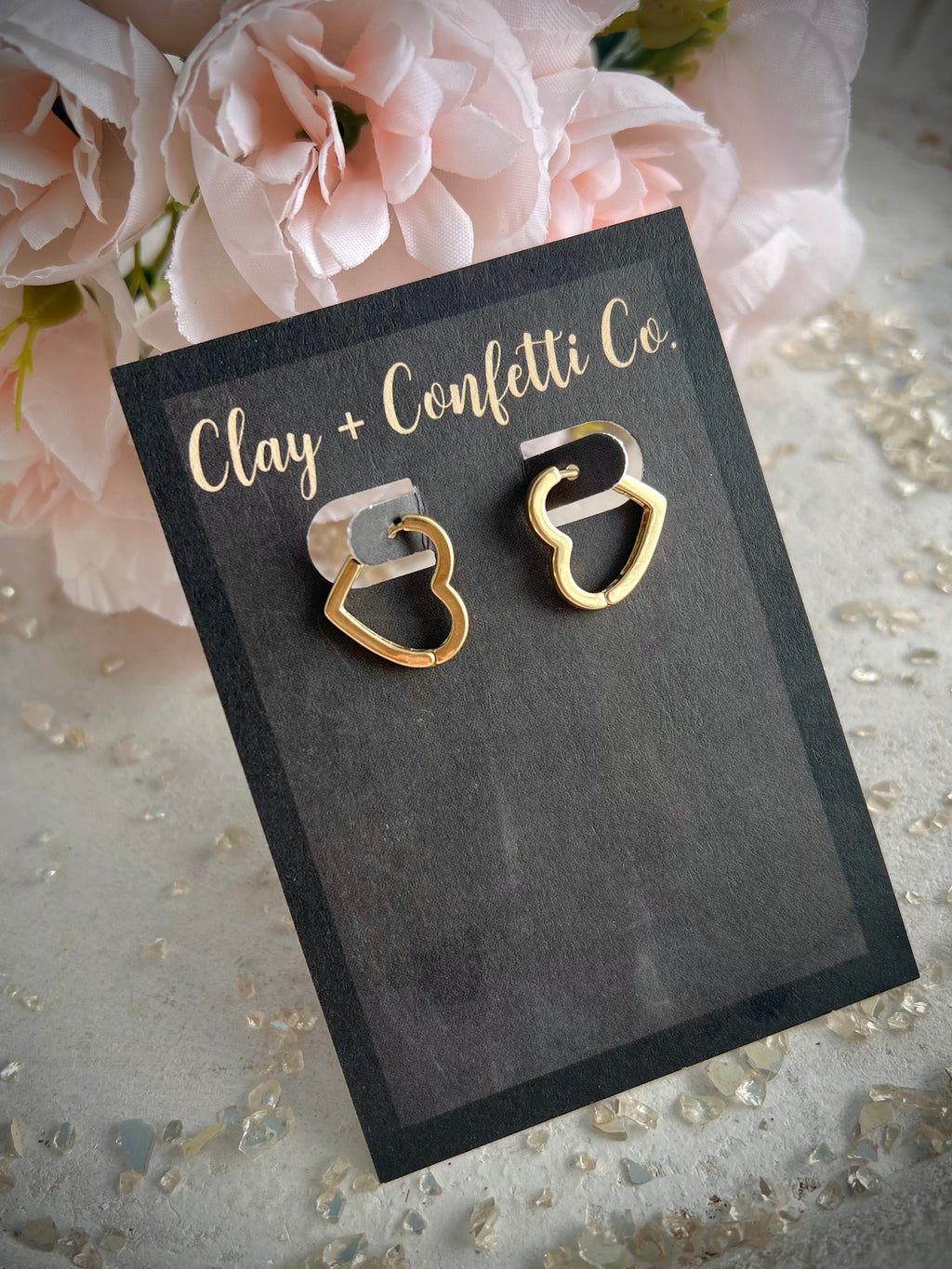 Gold Heart Hoops