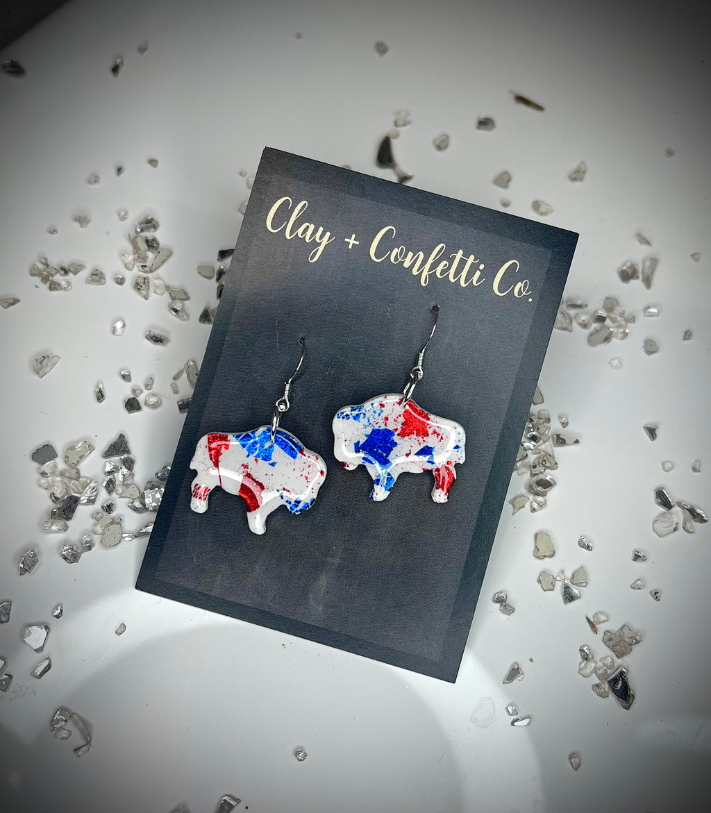 Red and Blue Fleck Bills Dangle