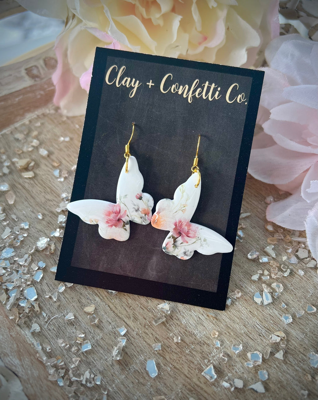 Peone Floral Butterfly Dangle