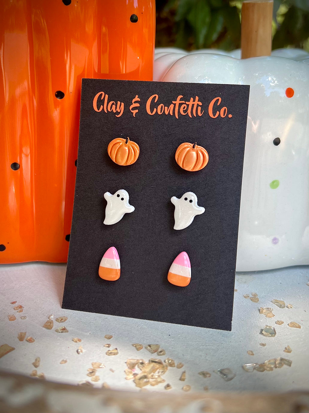 A pink shimmer Halloween stud pack