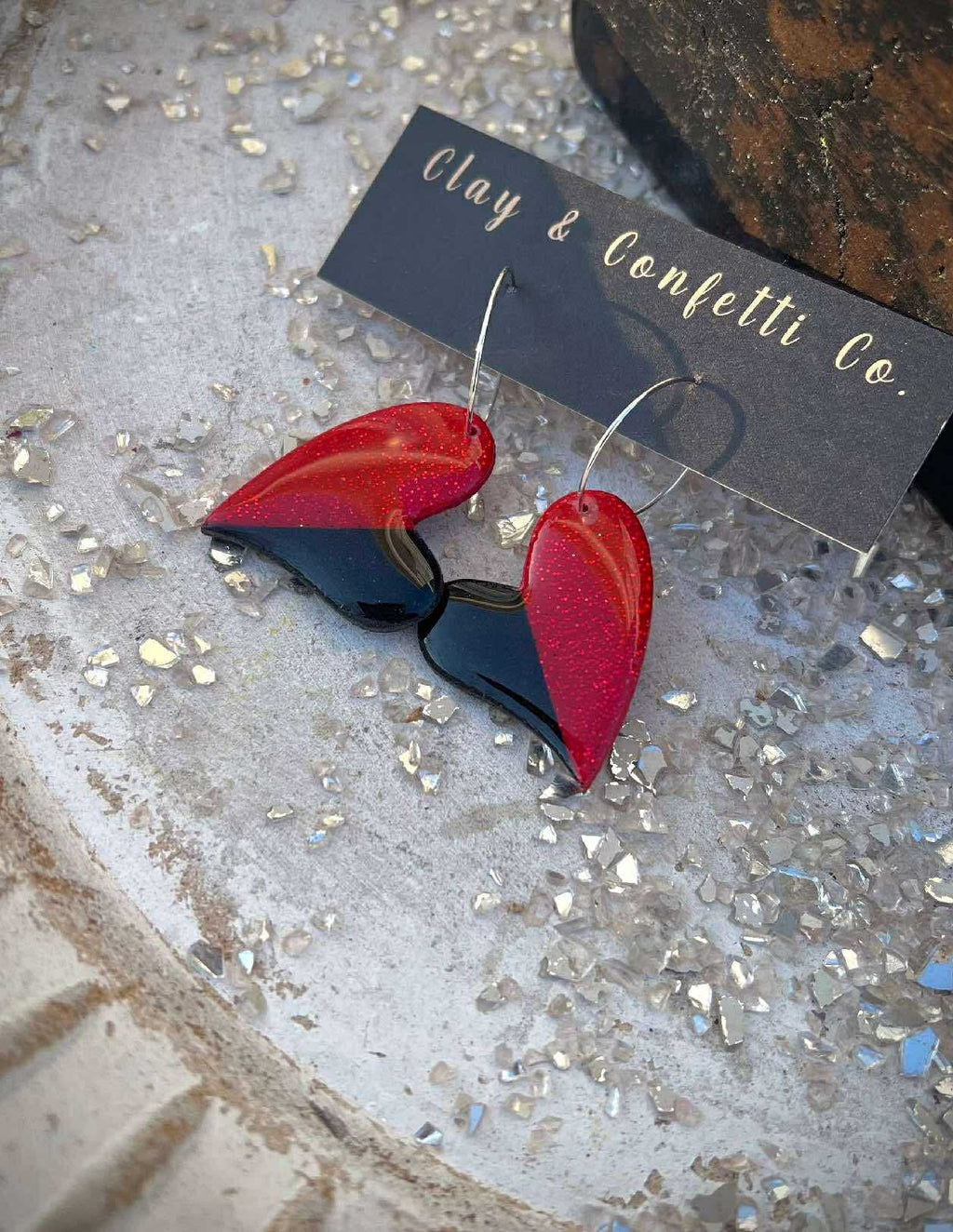 Black and Red Heart Hoop