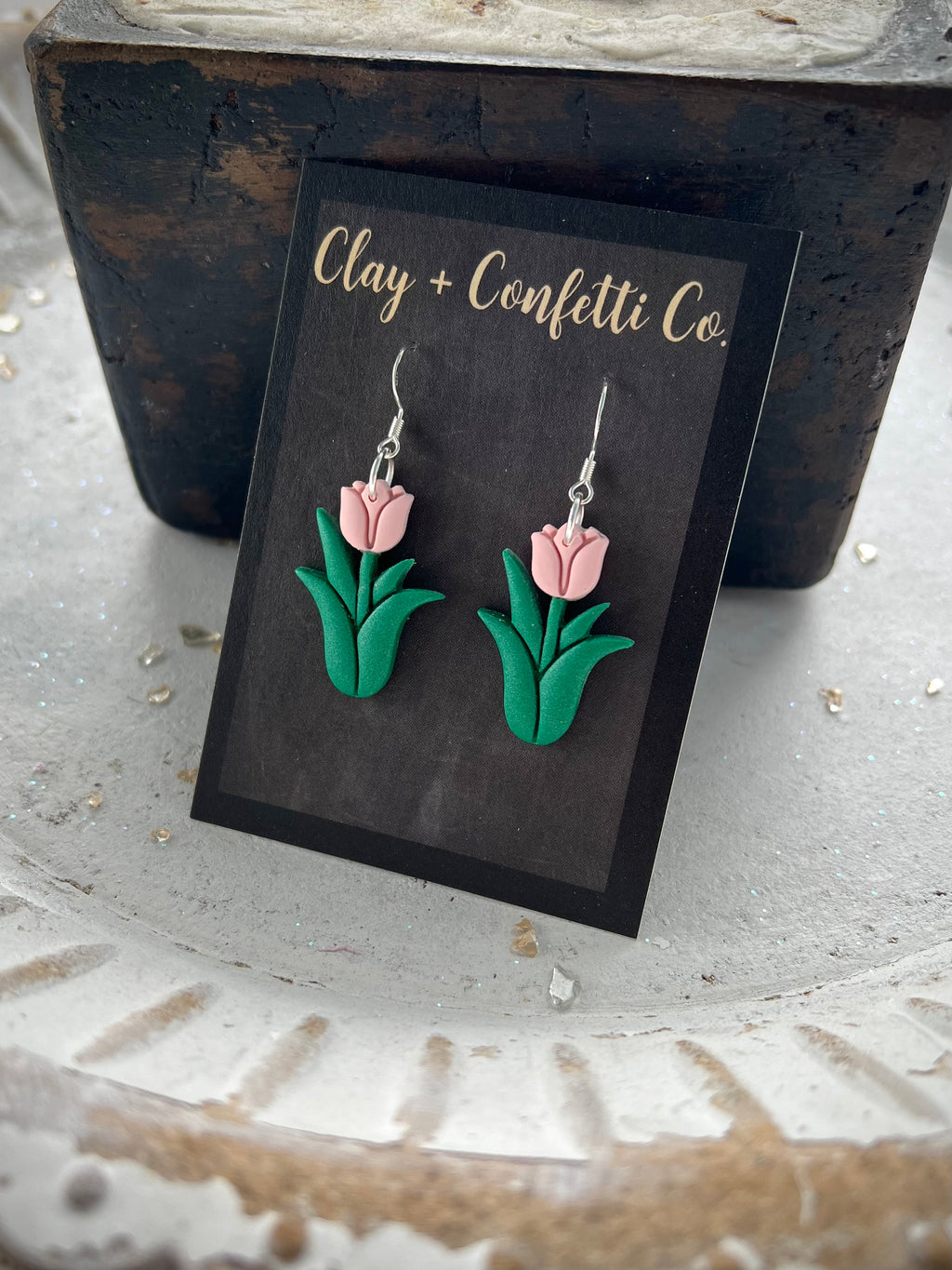 Light pink tulip dangle