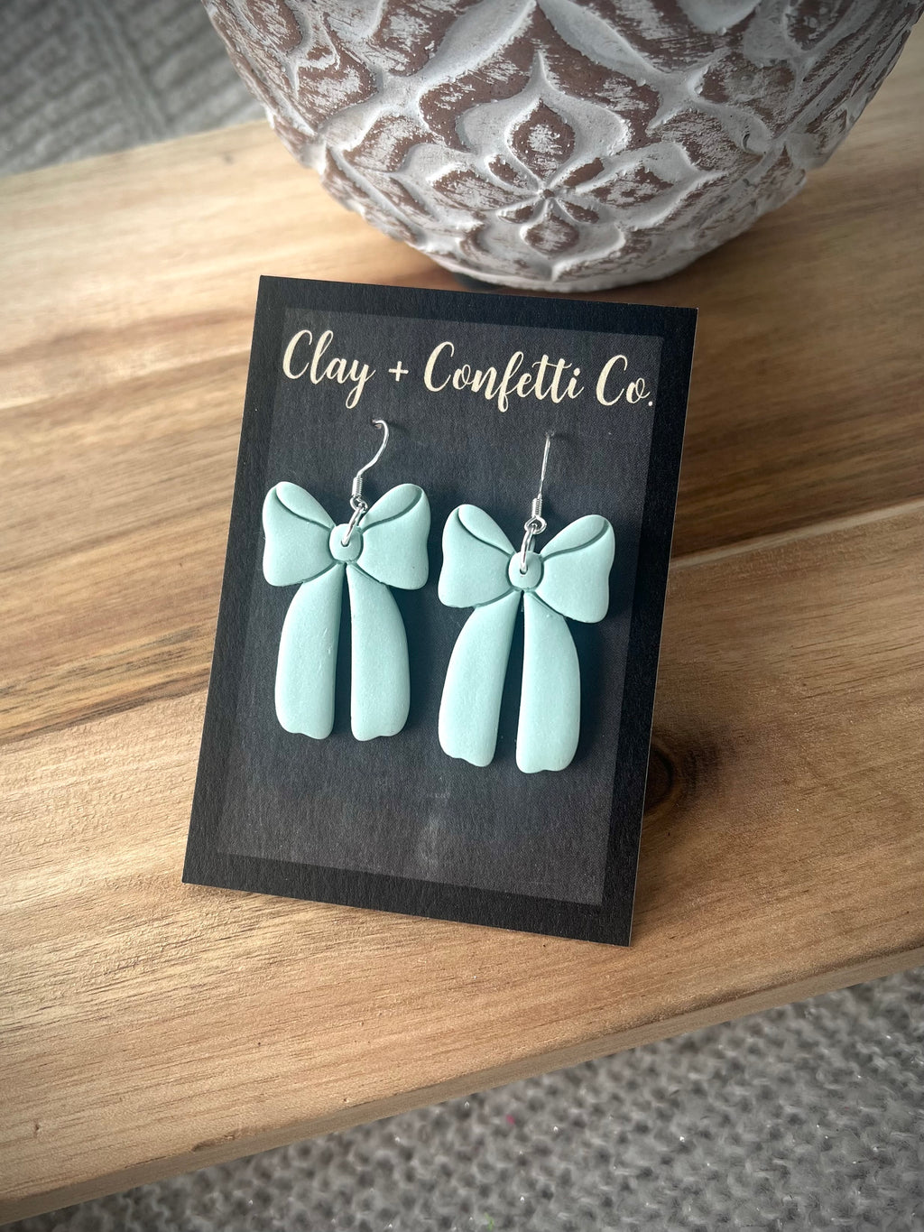 Pale sage bow dangle