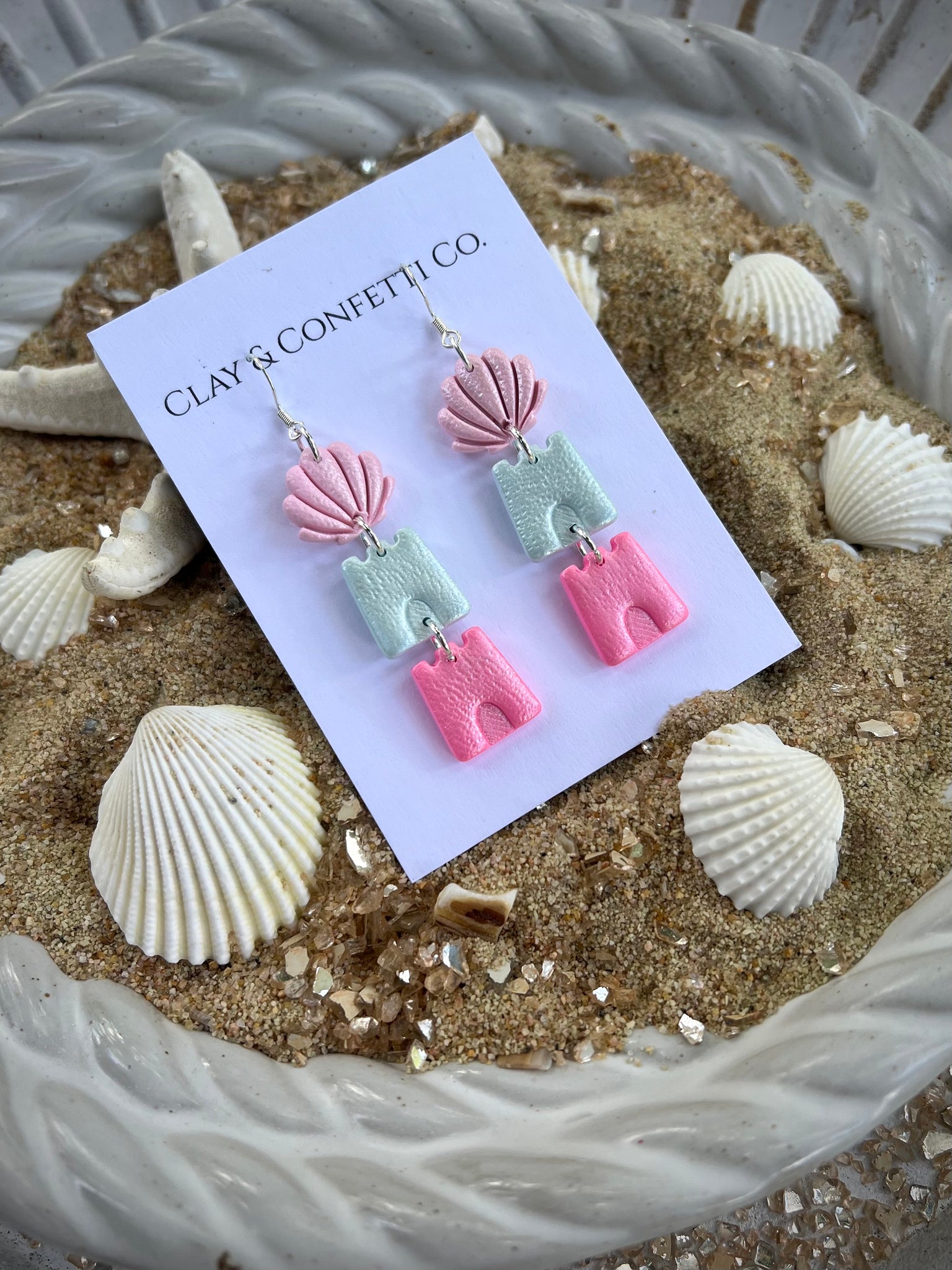 Shell Castle Style shell castle castle triple dangle – Clay+ConfettiCo