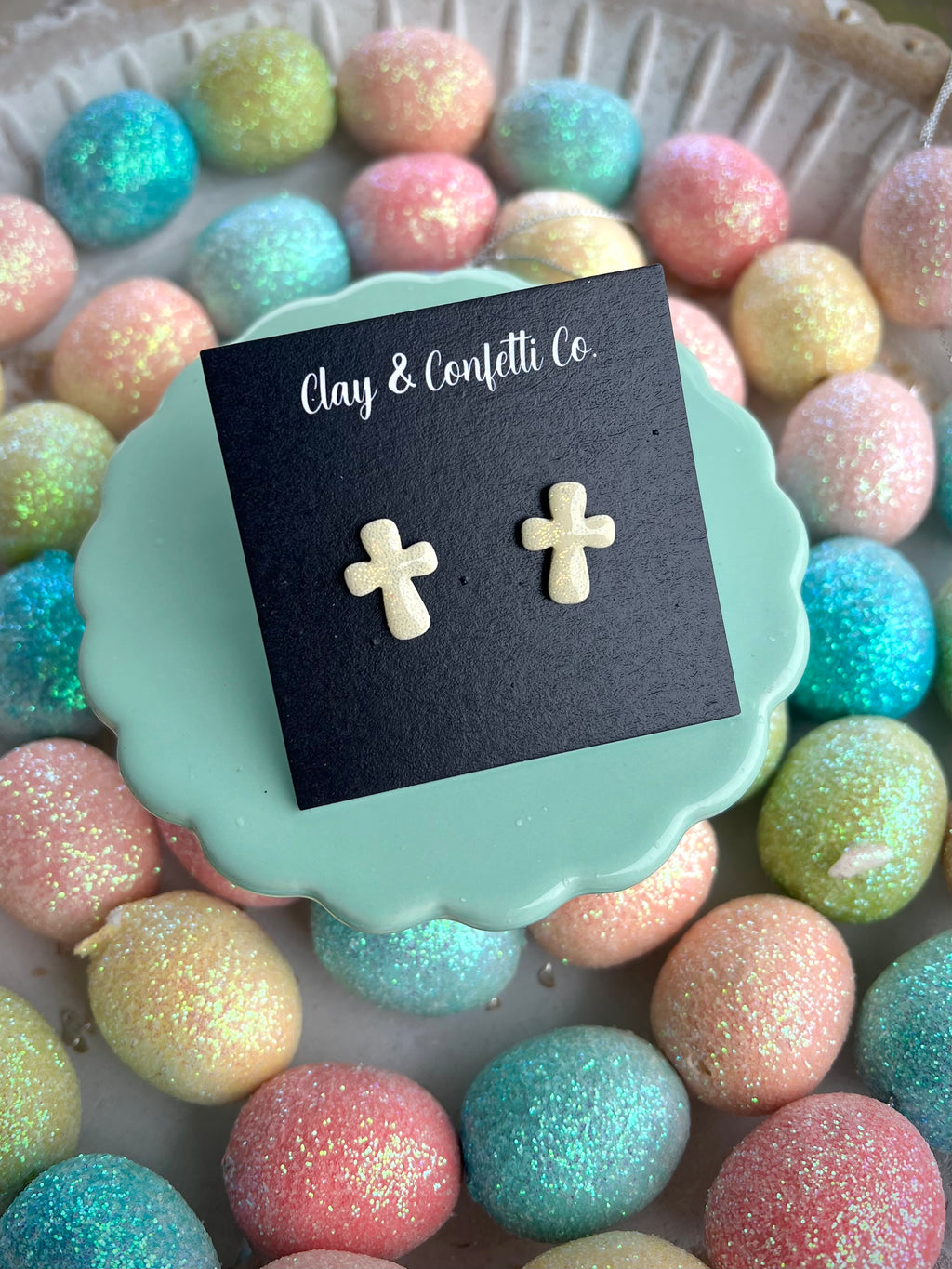 Pastel glitter yellow cross