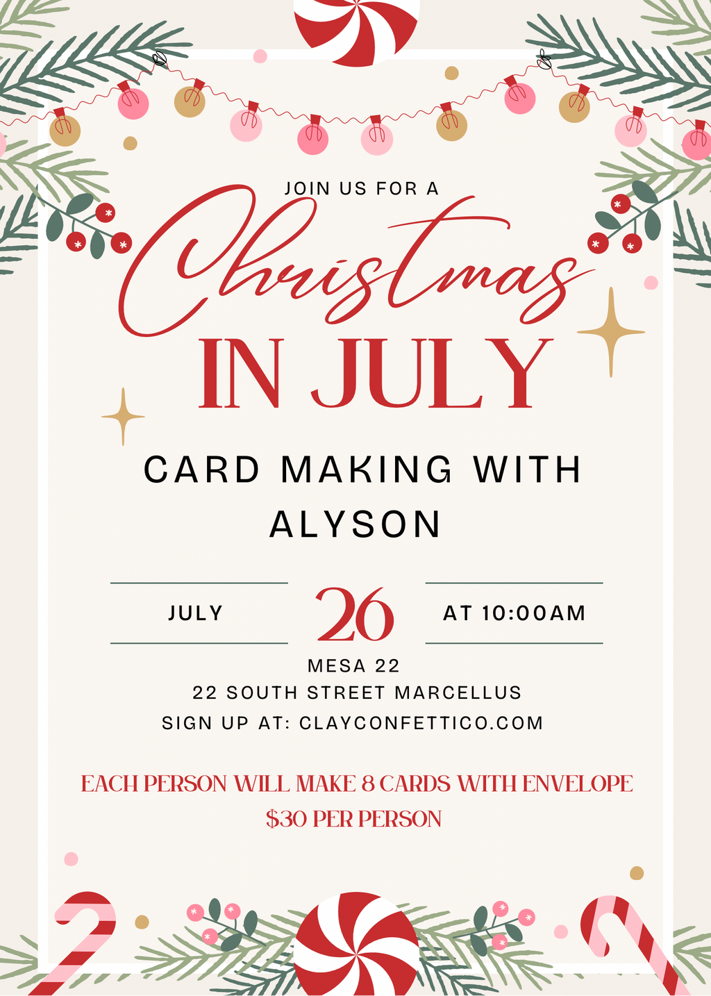 Christmas in July card class