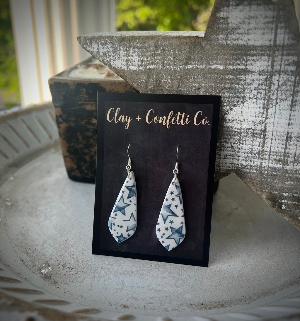 Faded blue star kite dangle