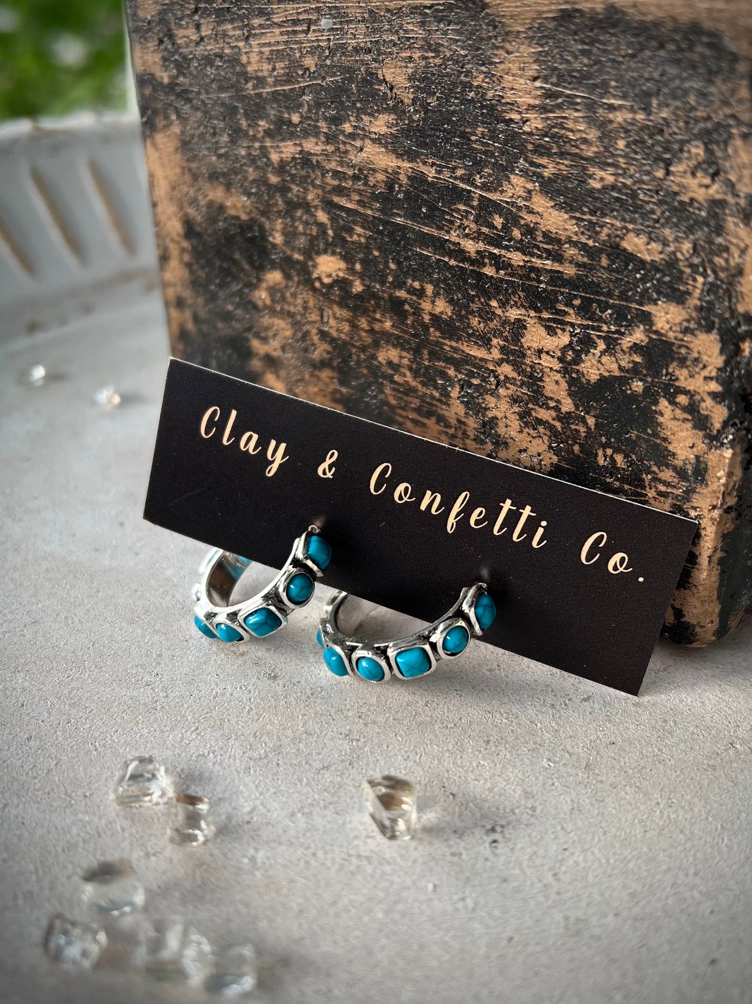 Small turquoise hoops