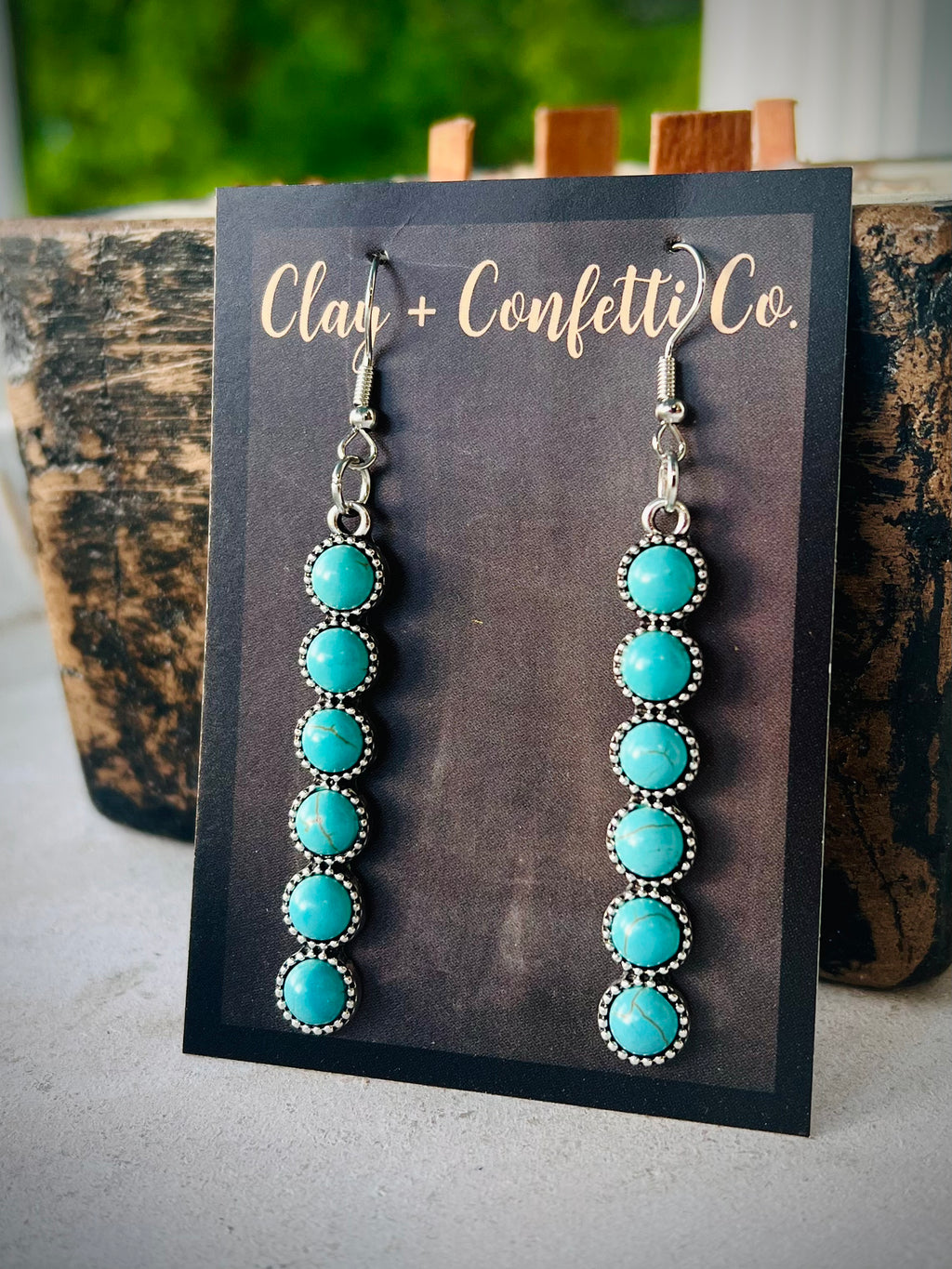 Long turquoise marble dangle