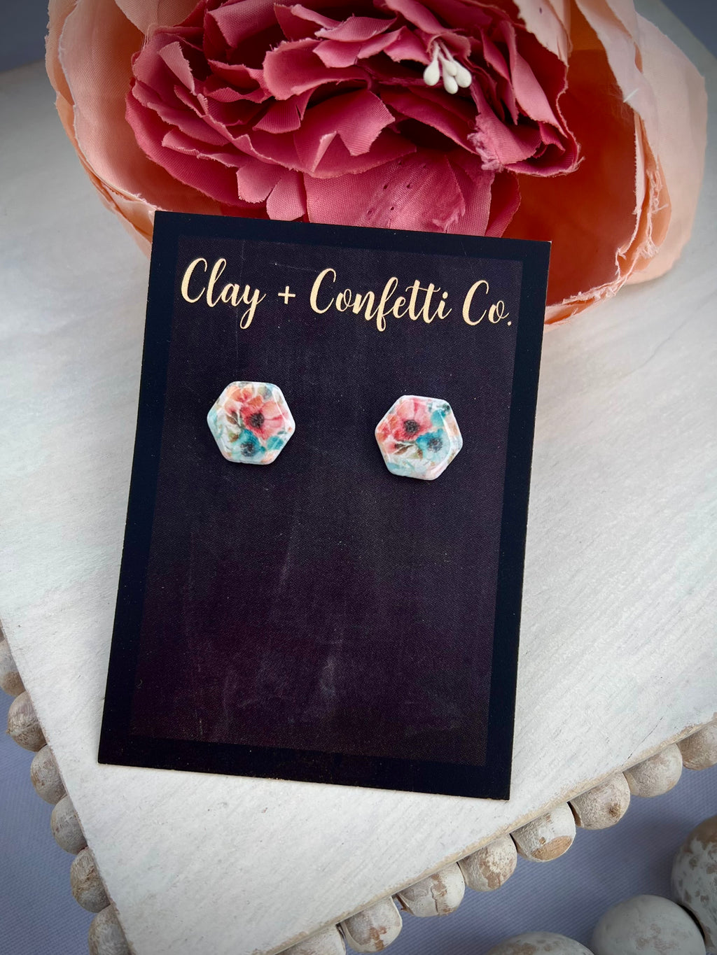 Southern Floral hex stud