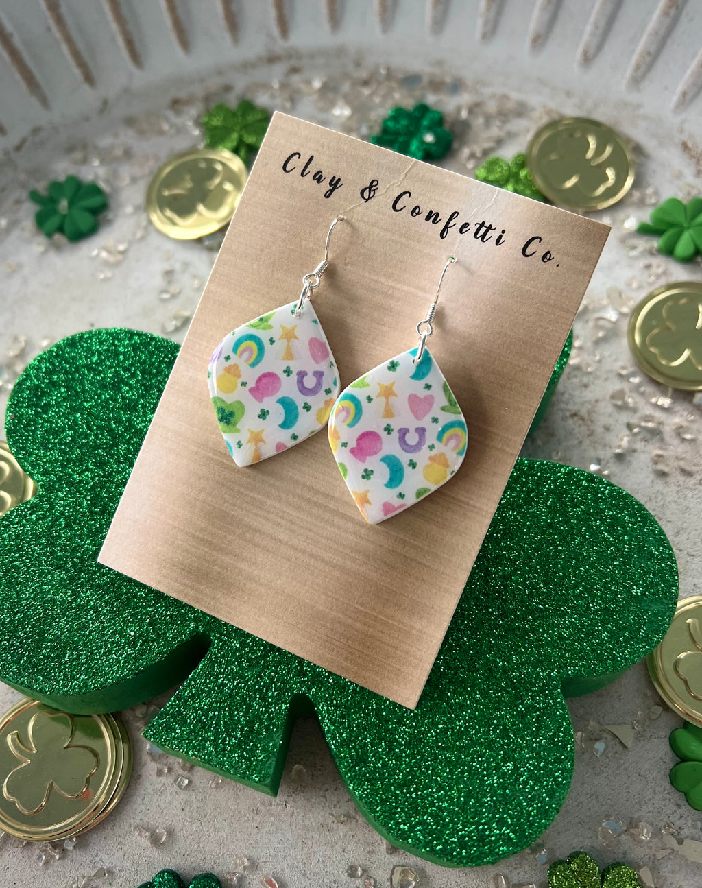 Lucky charms pattern tear dangle
