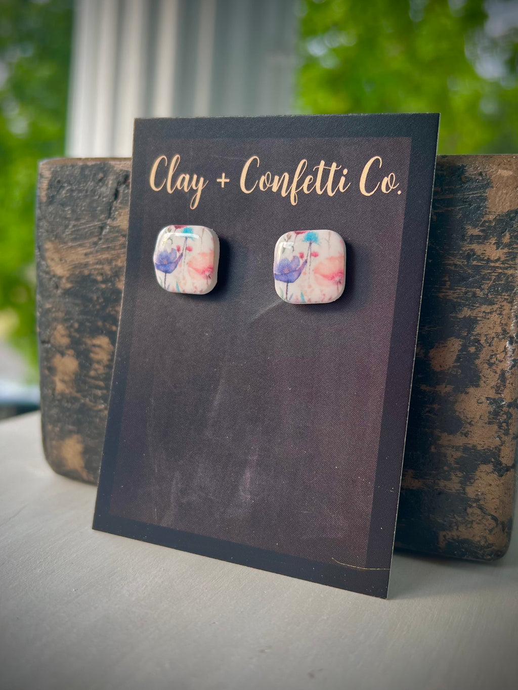 Olivia Floral square stud