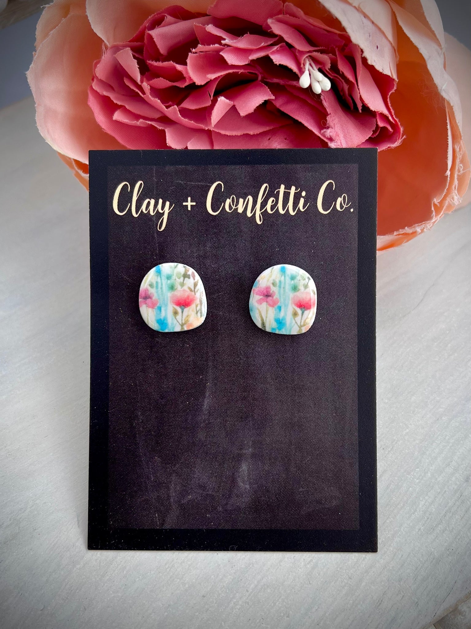 Wildflower Watercolor organic stud