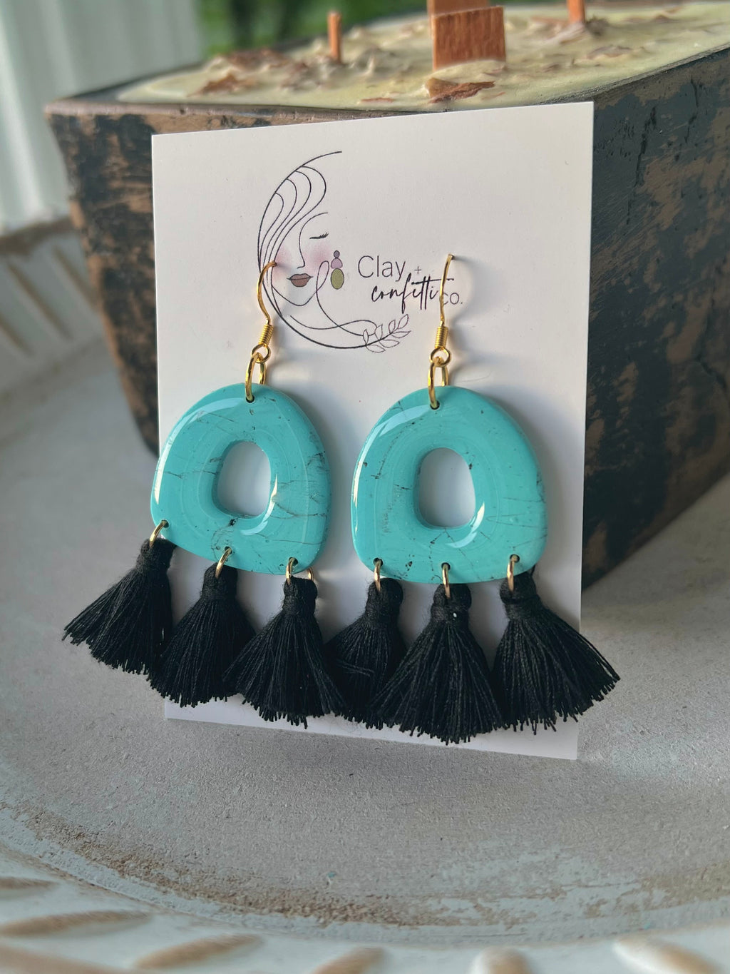 Turquoise marble arch tassel dangle