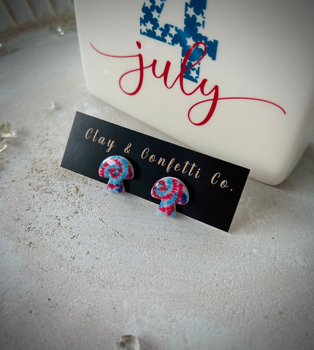Tie dye mushroom stud