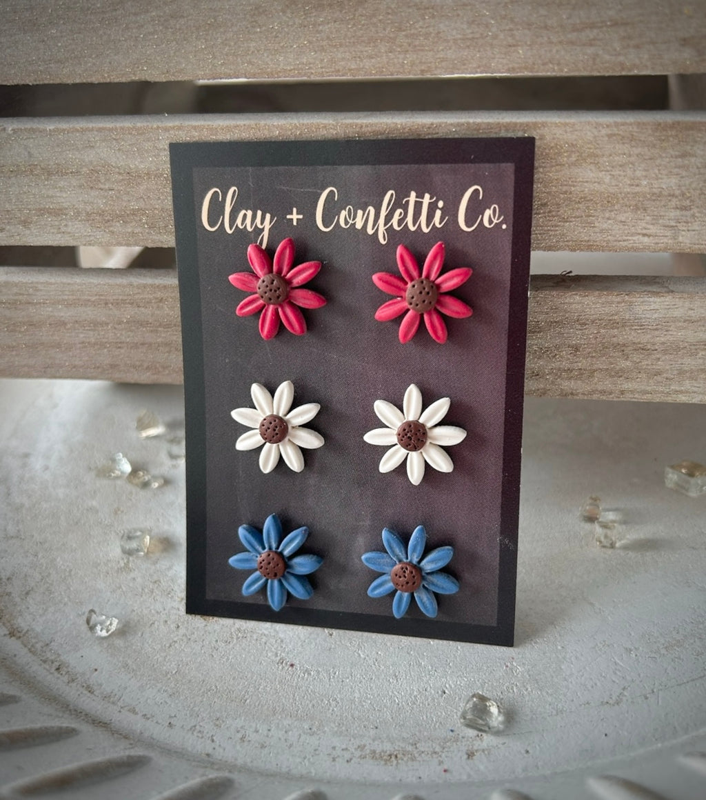 Boho RWB Daisy Stud pack or singles