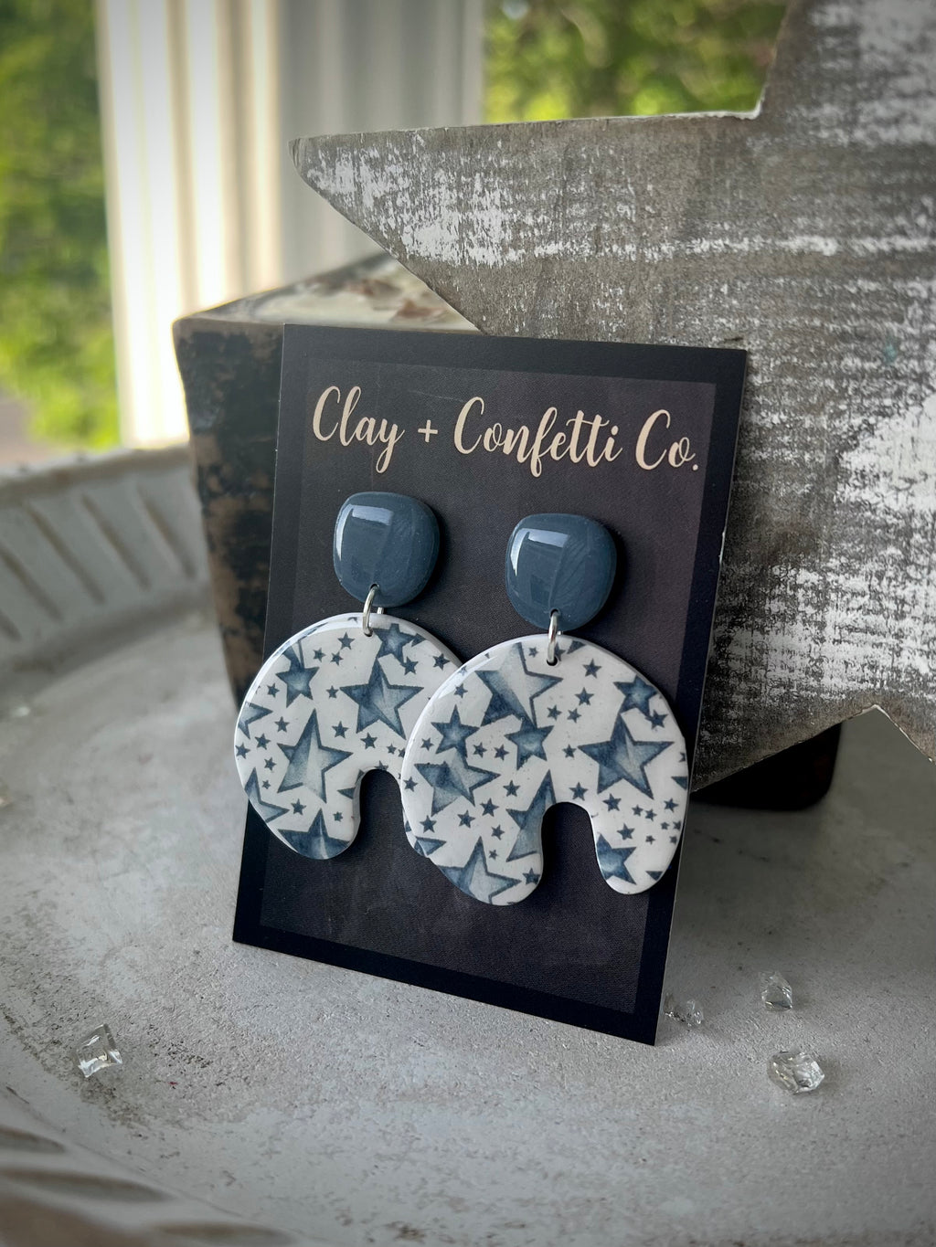 Faded blue star organic dangle