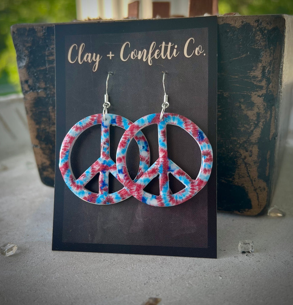 Tie Dye Peace Sign Dangle