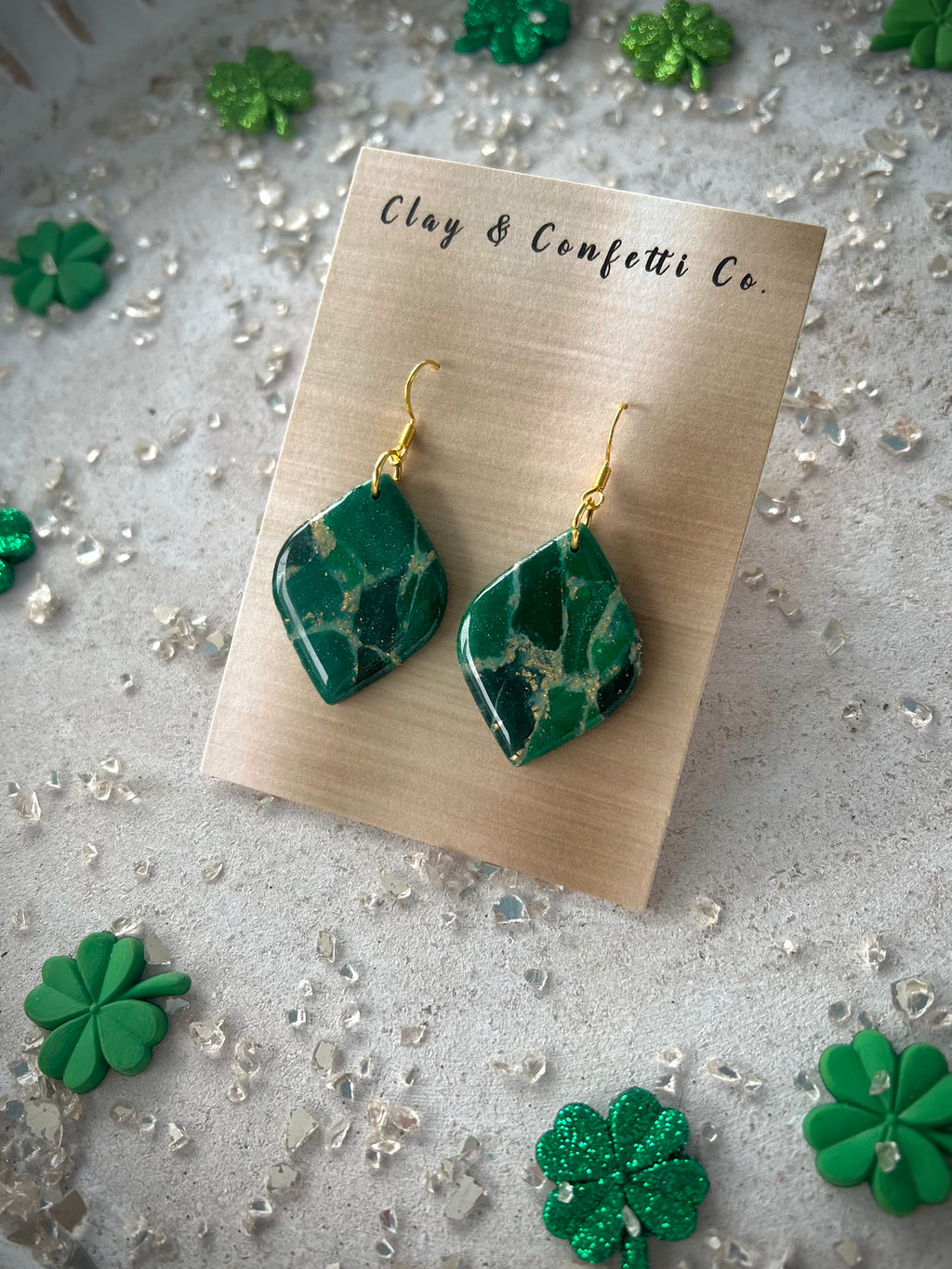 Faux emerald tear dangle