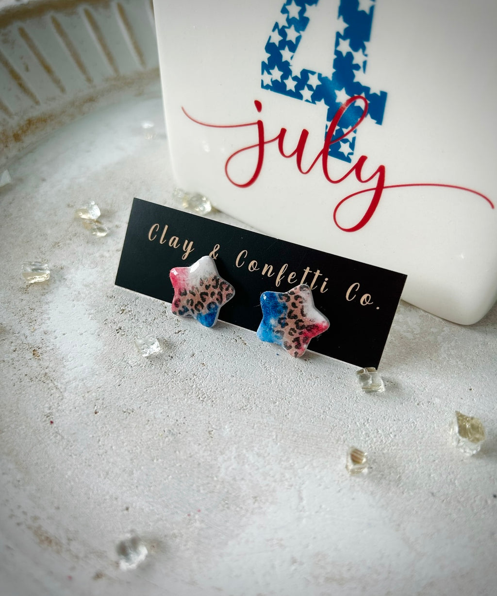 RWB graffiti cheetah star stud