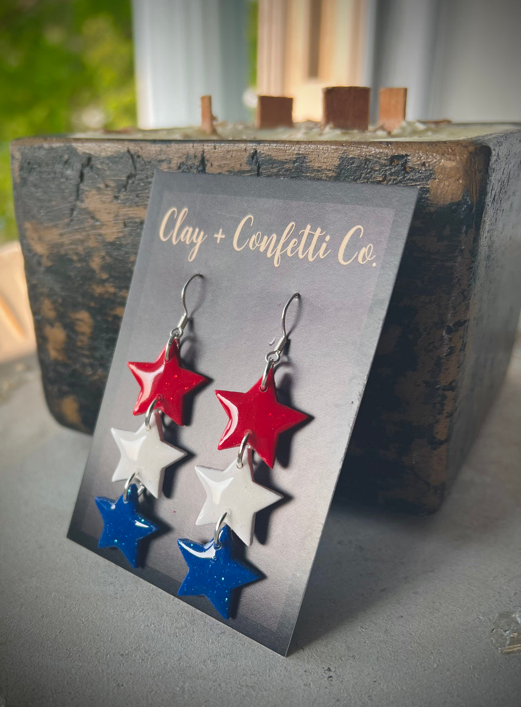 Red white blue star Dangle