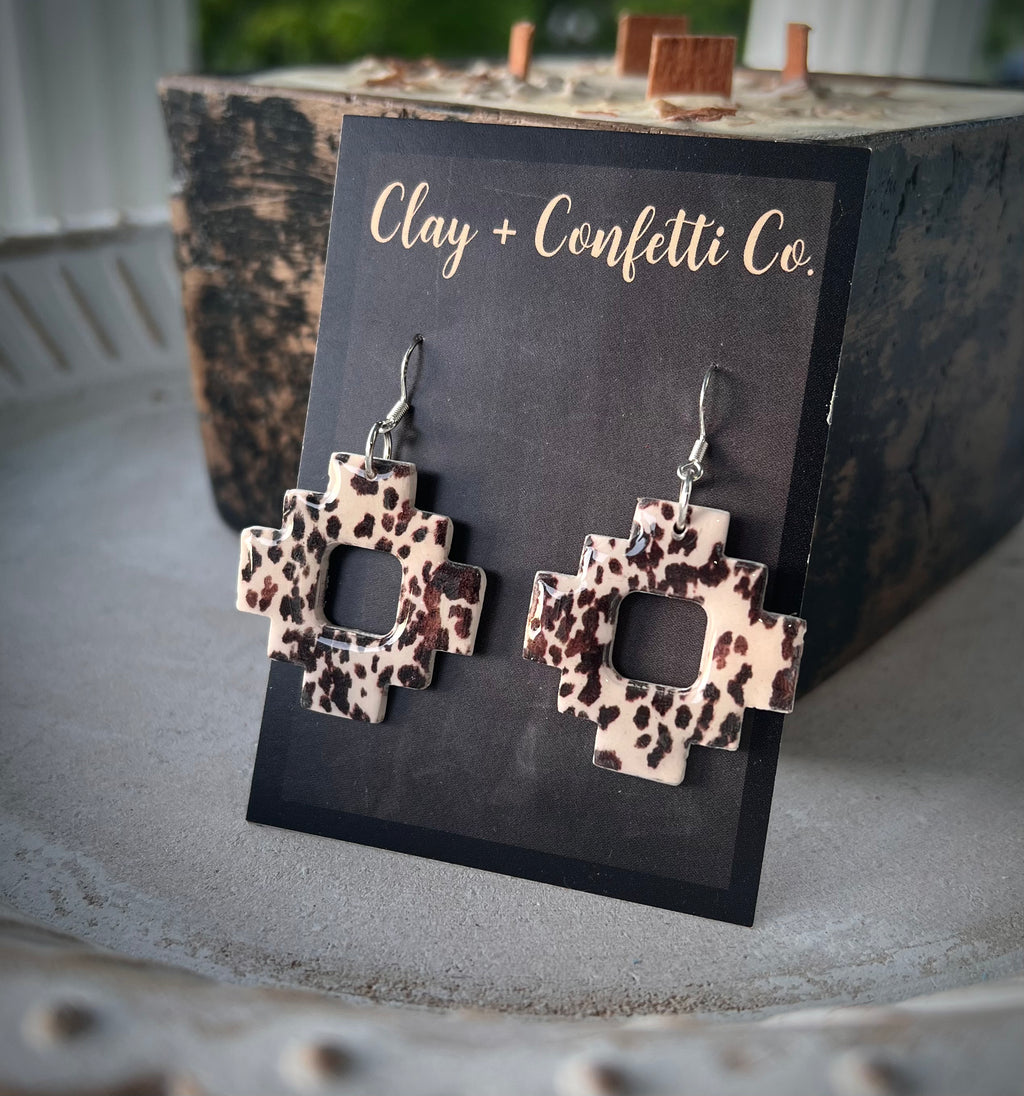Cowhide Aztec dangle