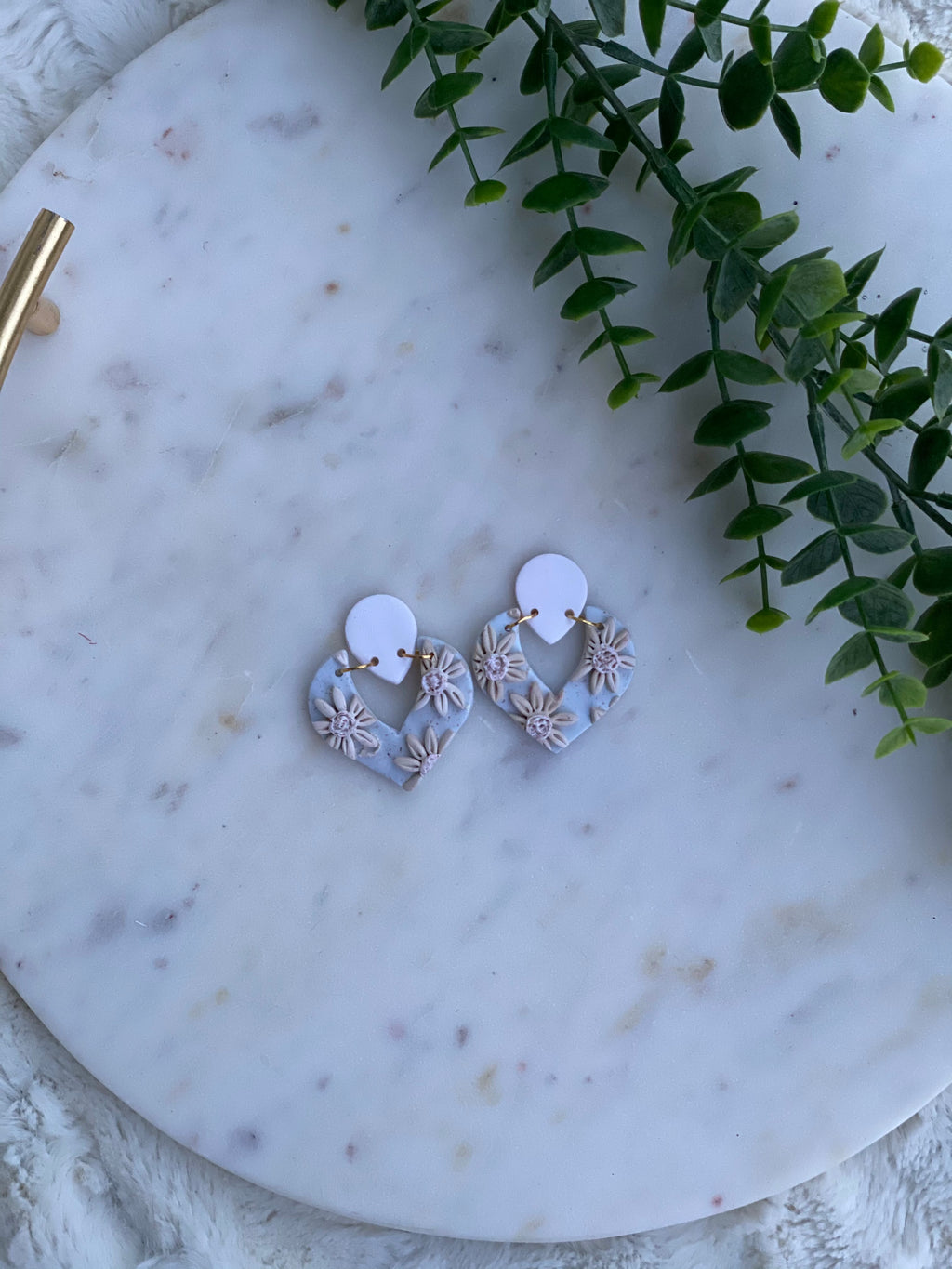 Light Blue Sunflower Boho Chevron Dangle