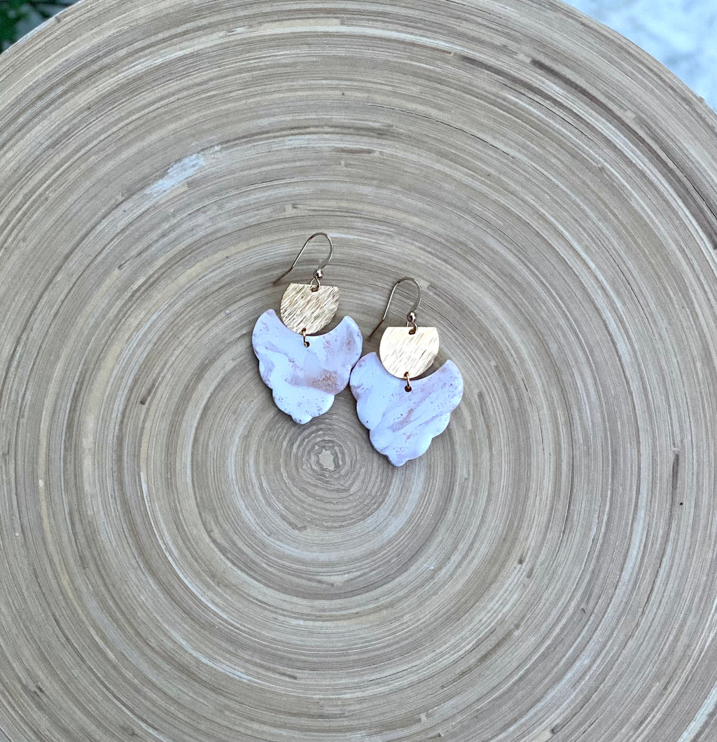 Shark Tooth White & Gold Fleck Dangle