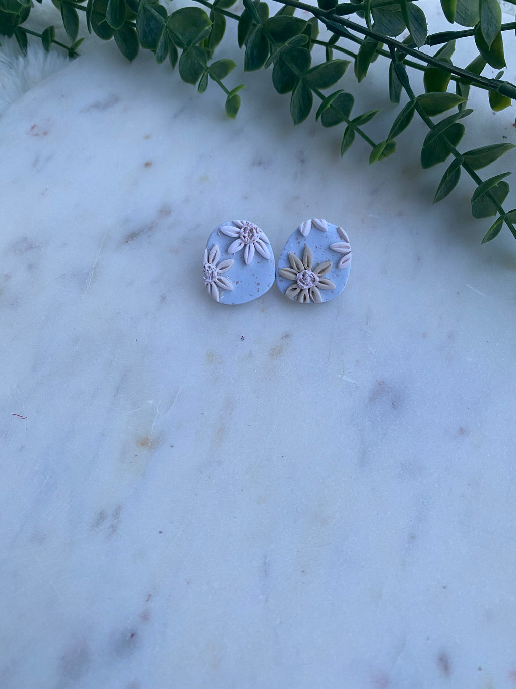 Light Blue Sunflower Statement Stud