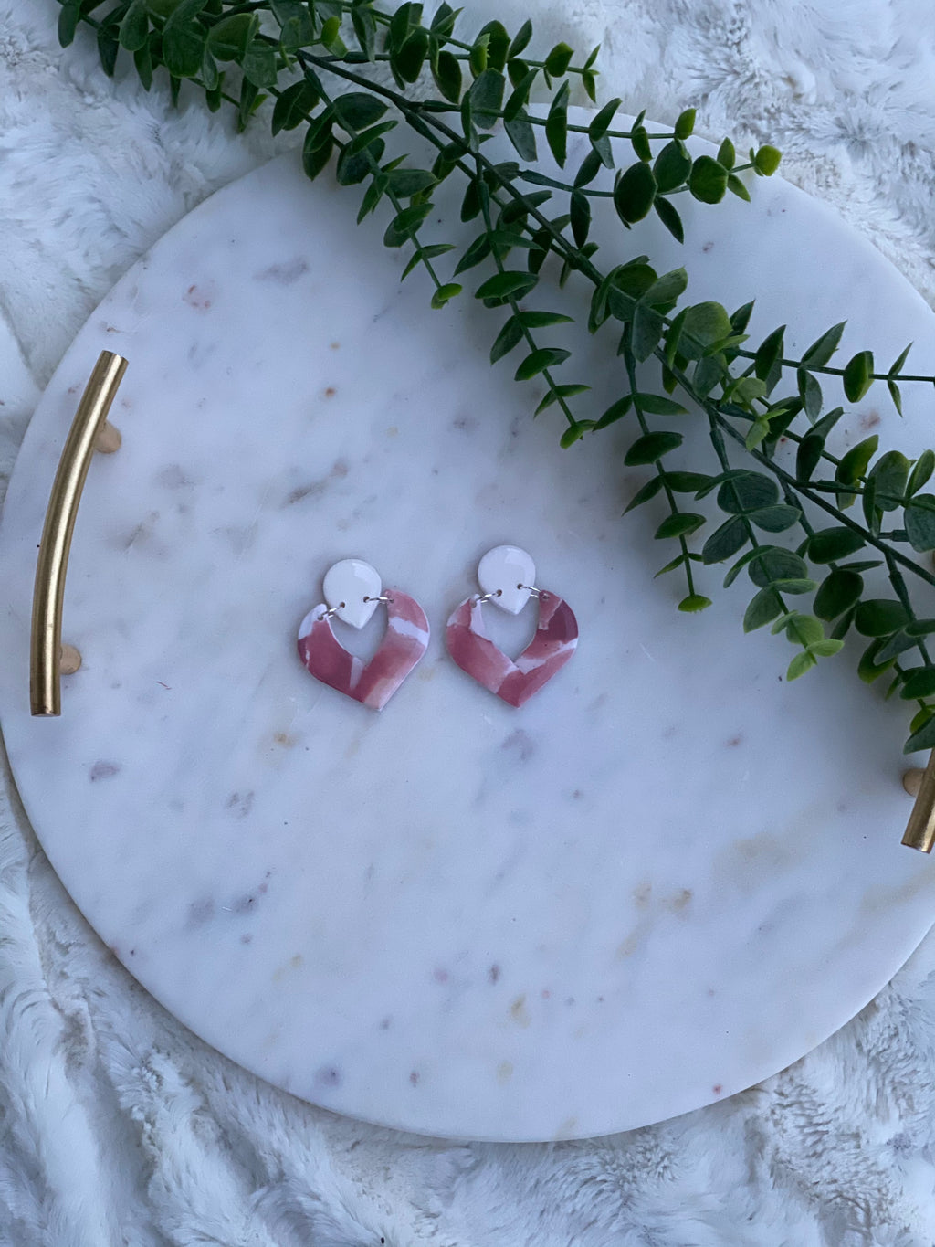 Dusty Rose & White Boho Chevron Dangle