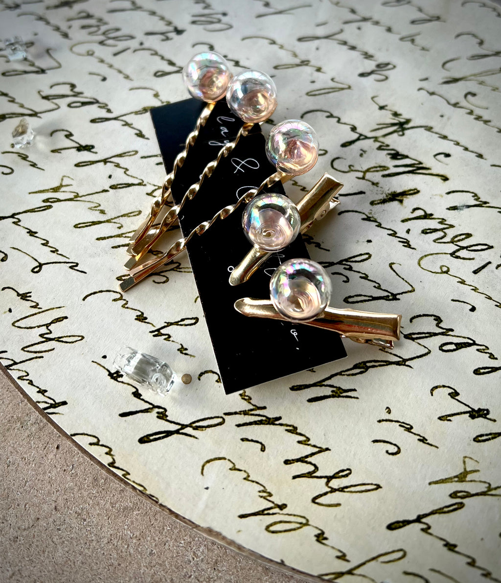 Glass bubble mini alligator clip