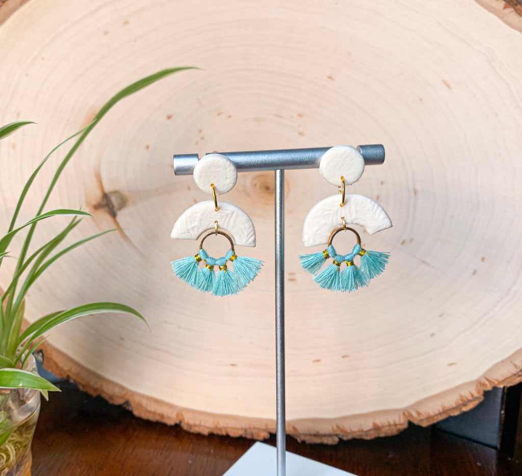 Ivory mint tassel small dangle