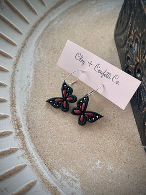 Mauve mocha butterfly 1 inch (small) hoops