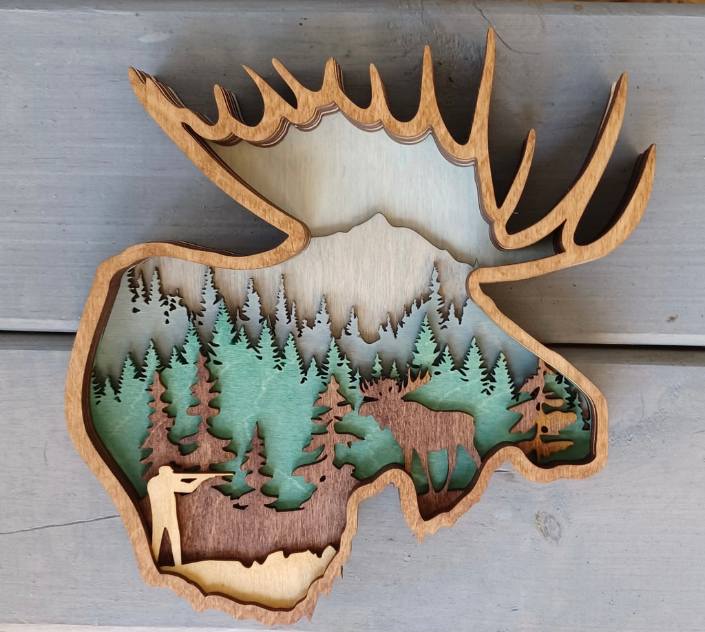 Moose multilayer stained