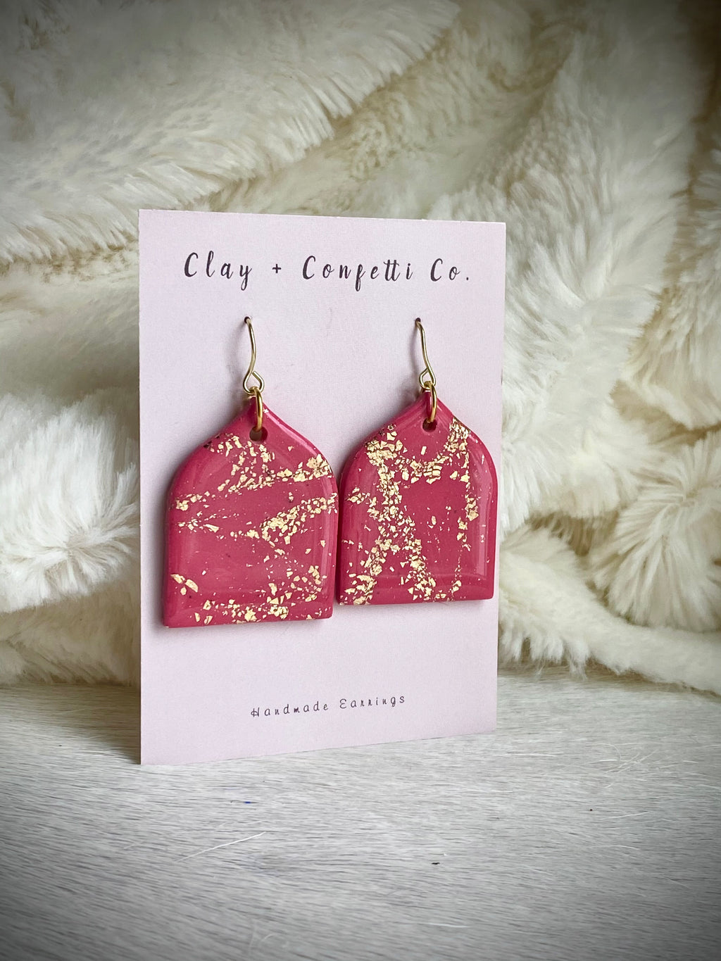 Pink with gold foil temple dangle