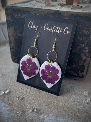 Plum purple dried floral Featherly dangle