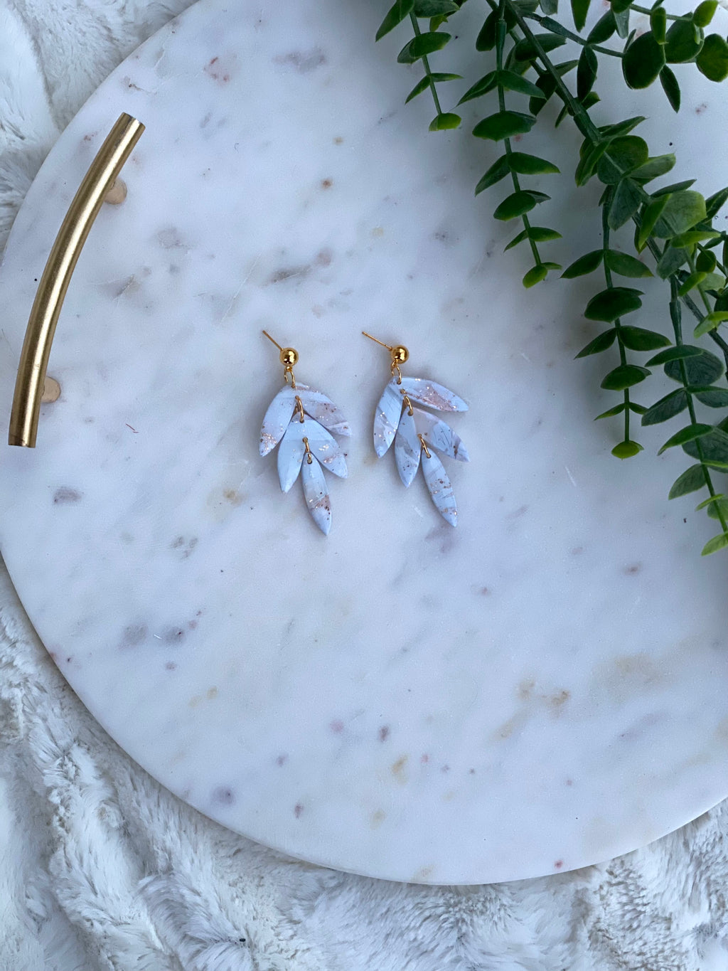 Blue & Gold 3 piece pointed dangle