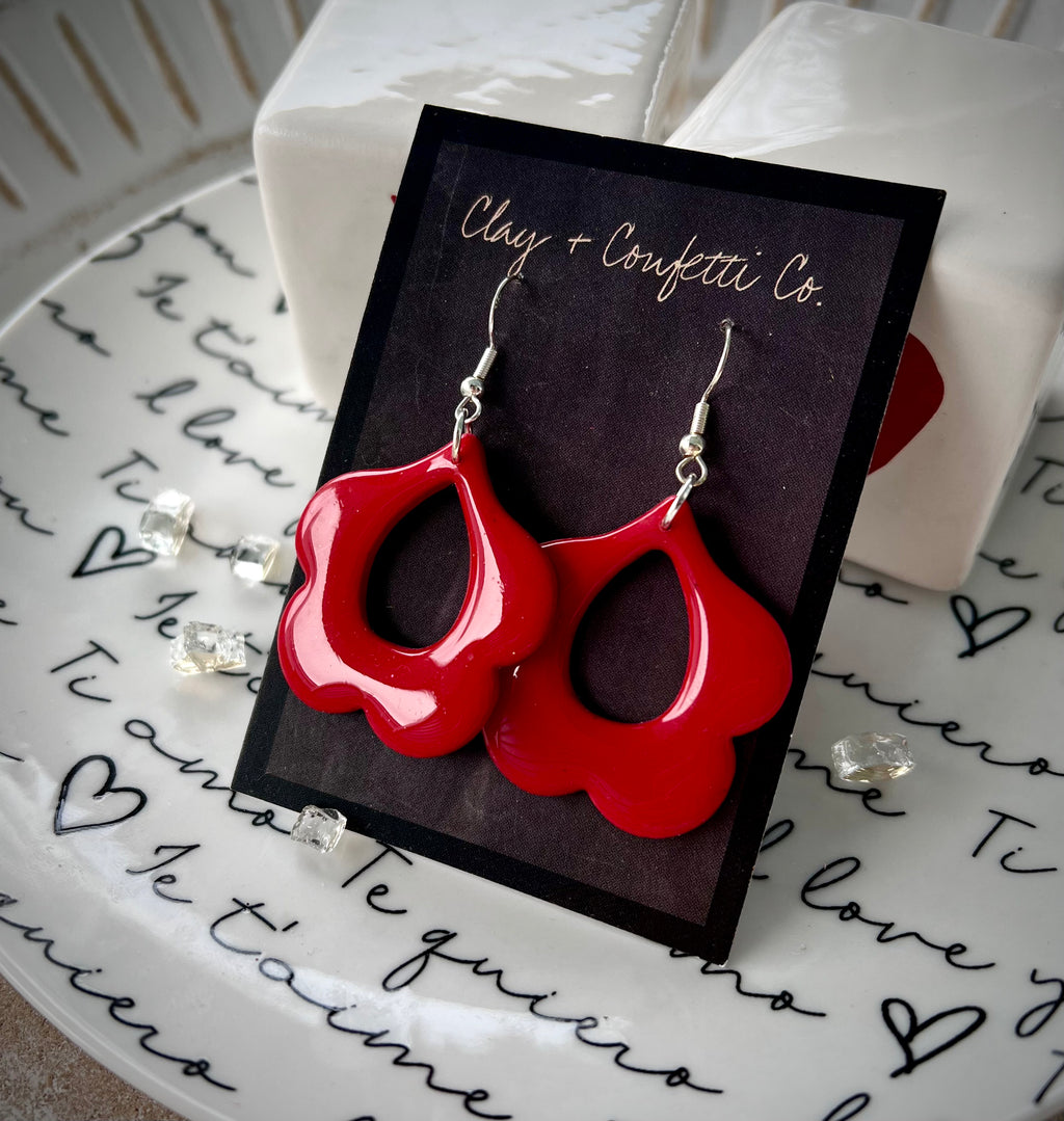 Red flower drop dangle