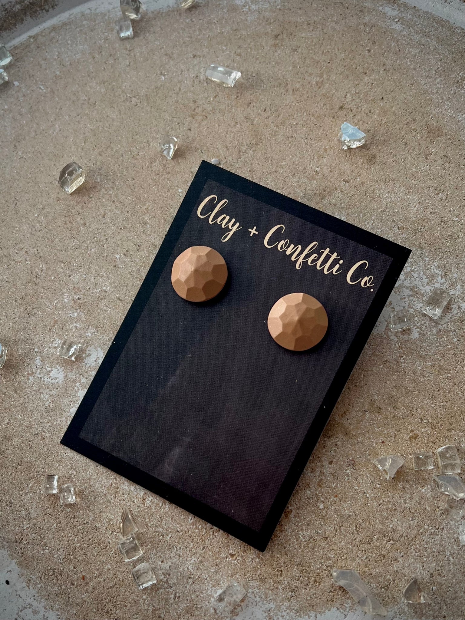 Rounded clay gem studs