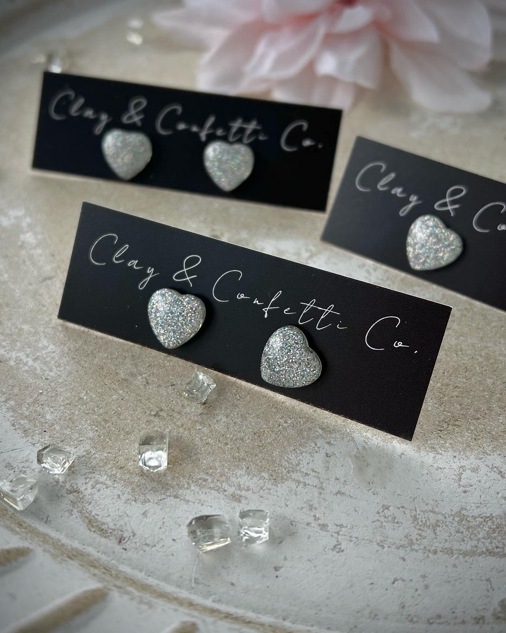 Holographic heart stud