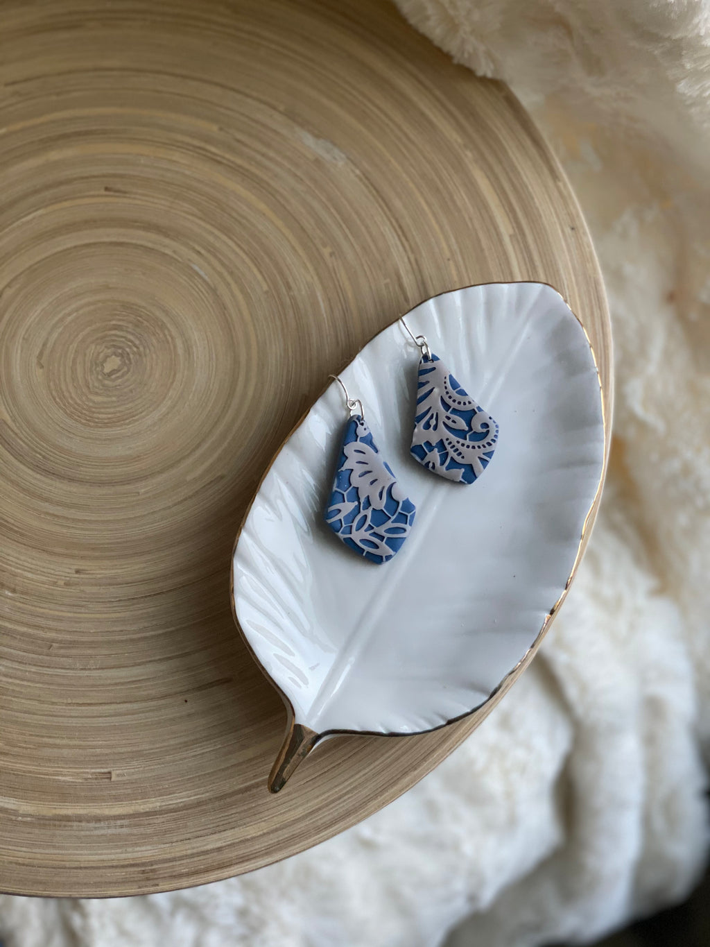 Navy and Cream Lace Kite Dangle