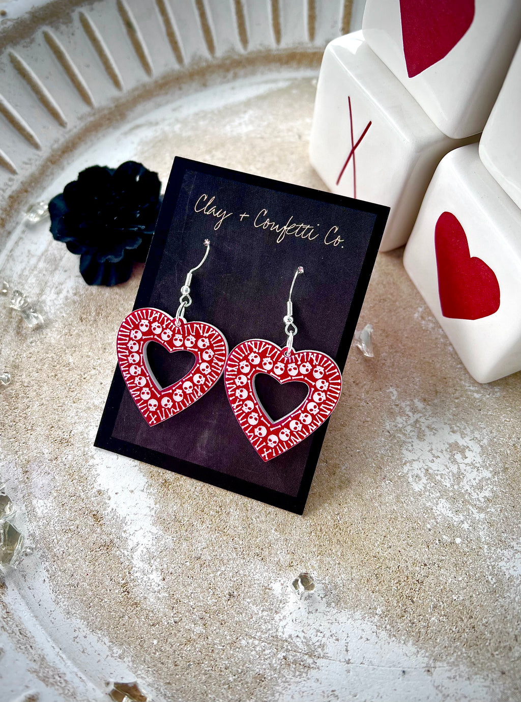 Acrylic Heart skull dangle