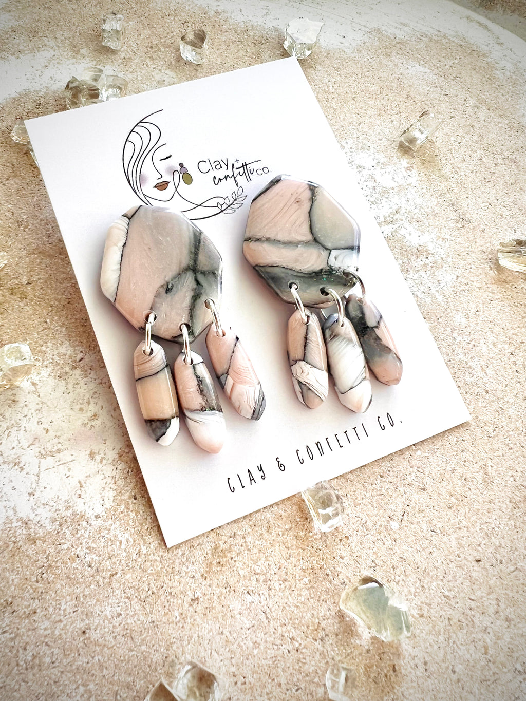 Blue , peach and white  Sadie dangle