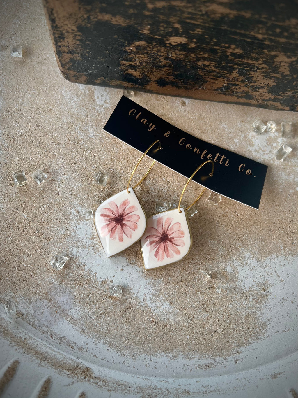 Soft and sweet  tear on gold hoop