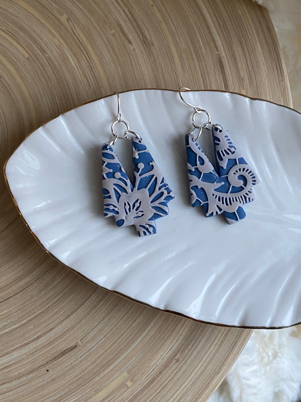 Boho Navy and Cream Lace dangle