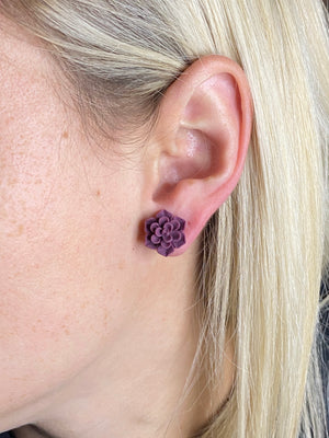 Matte Burgundy Succulent Stud